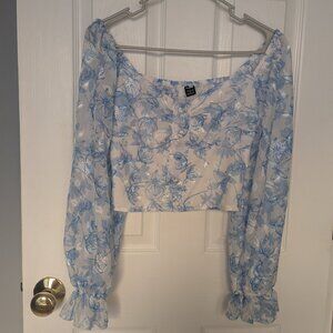 Shein blue and white blouse - small